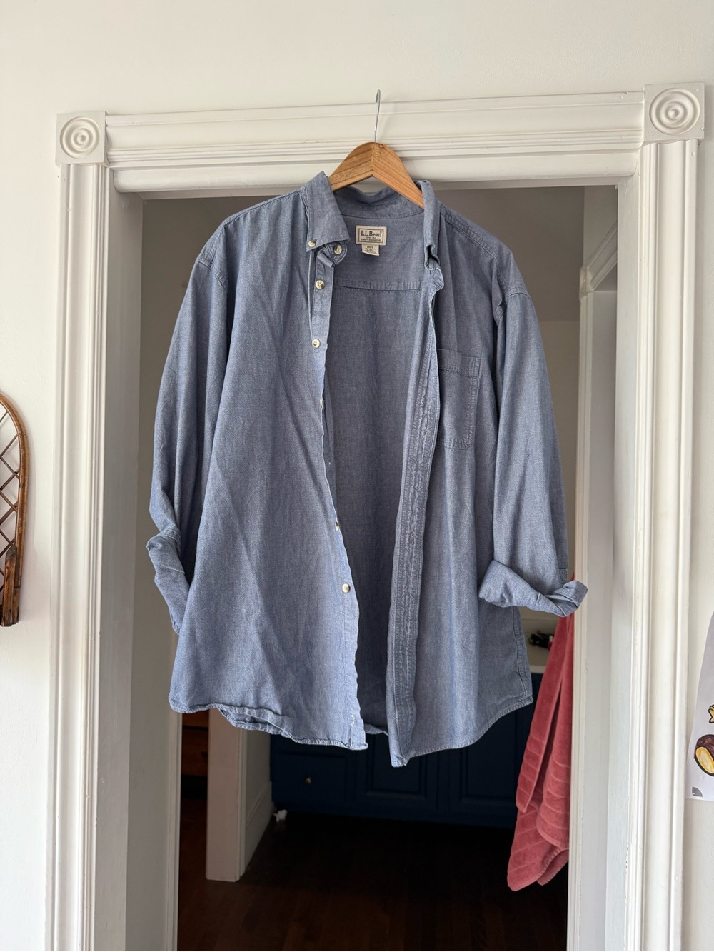 L.L. Bean Light Blue Denim Button-Up Shirt - Picture 2 of 3